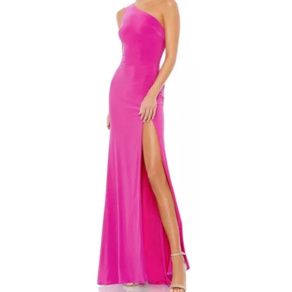 Ieena for Mac Duggal Candy Pink One Shoulder Gown 0 Formal Gala Event Dress